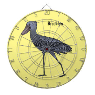 Shoebill bird cartoon illustration dartboard