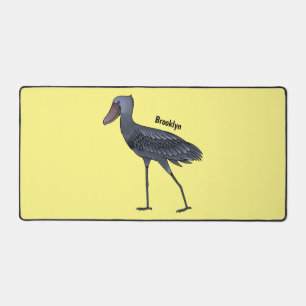 Shoebill bird cartoon illustration desk mat