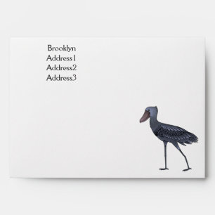 Shoebill bird cartoon illustration envelope