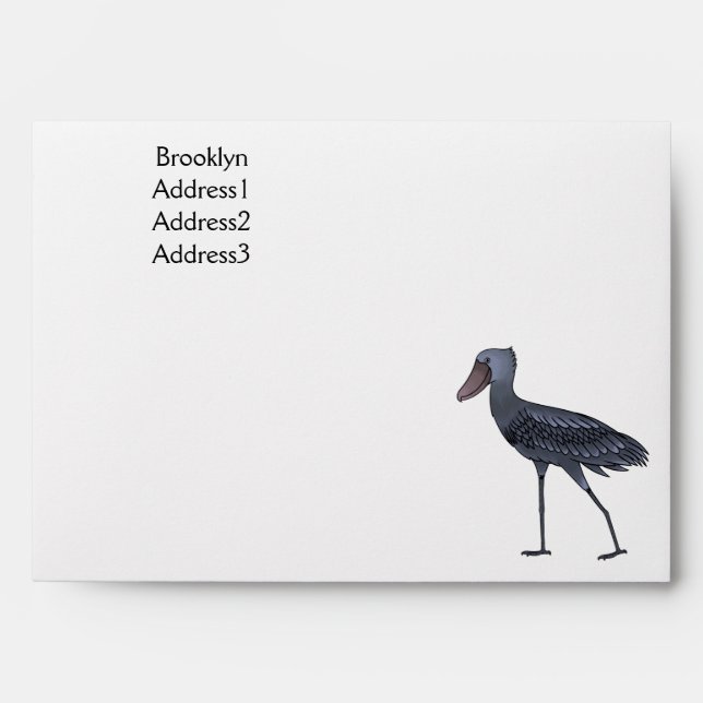 Shoebill bird cartoon illustration envelope (Front)