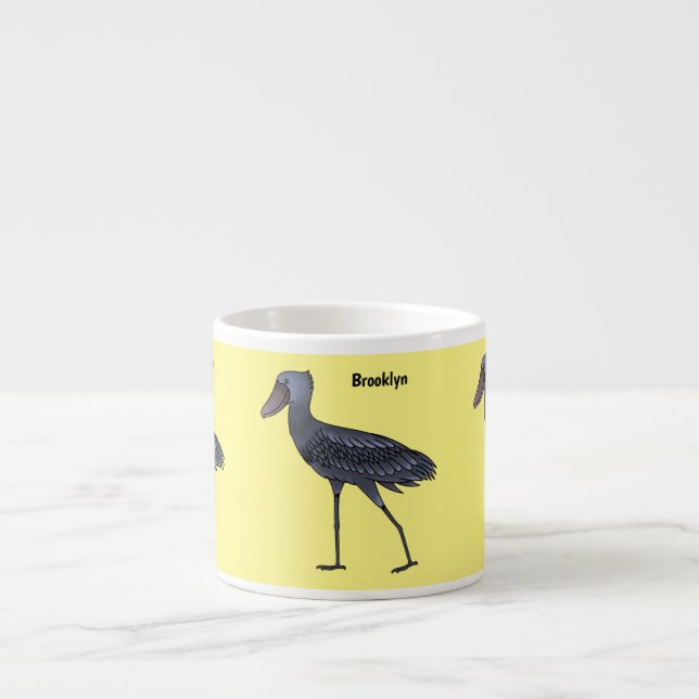 Shoebill bird cartoon illustration  espresso cup (Front)