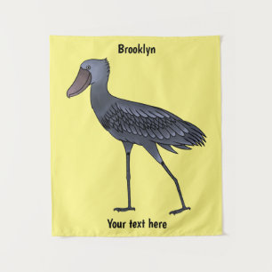 Shoebill bird cartoon illustration tapestry