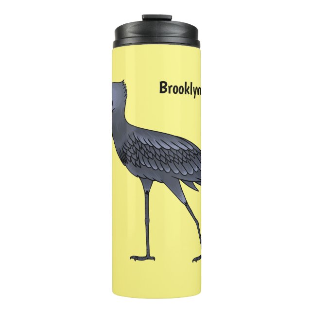Shoebill bird cartoon illustration thermal tumbler (Front)