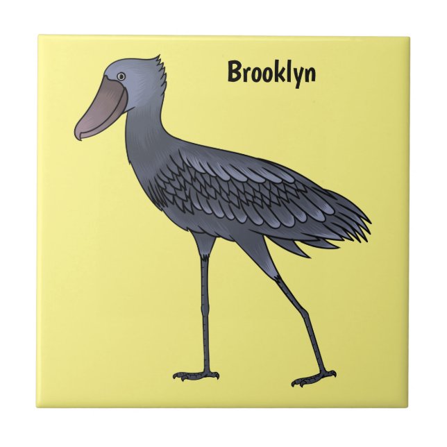 Shoebill bird cartoon illustration  tile (Front)