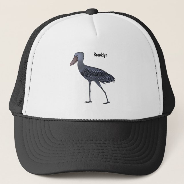 Shoebill bird cartoon illustration  trucker hat (Front)