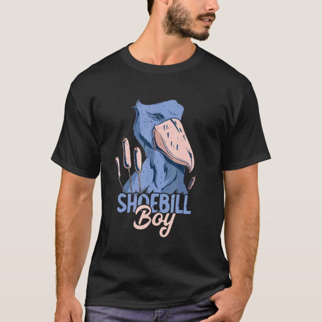 Shoebill Boy Bird  African Stork Bird Shoebill T-Shirt (Front)