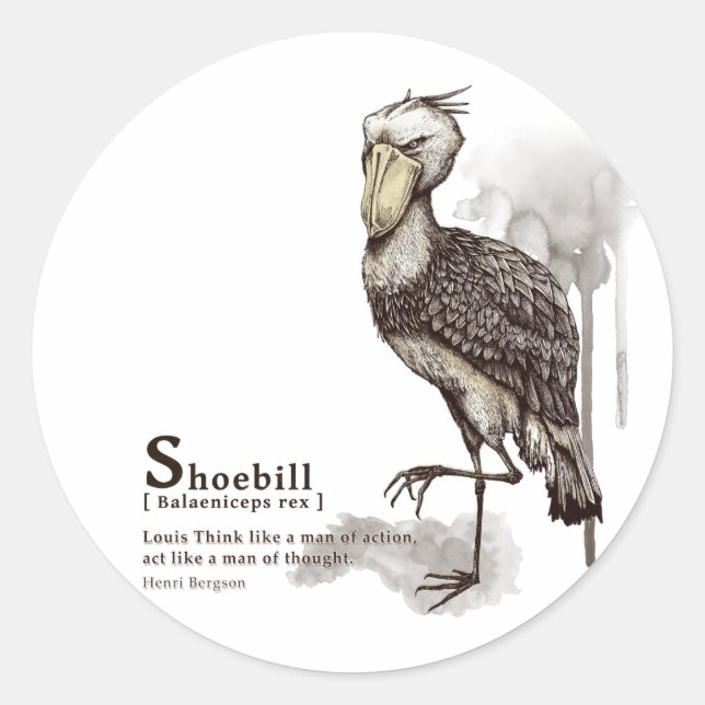 shoebill - mocha classic round sticker (Front)