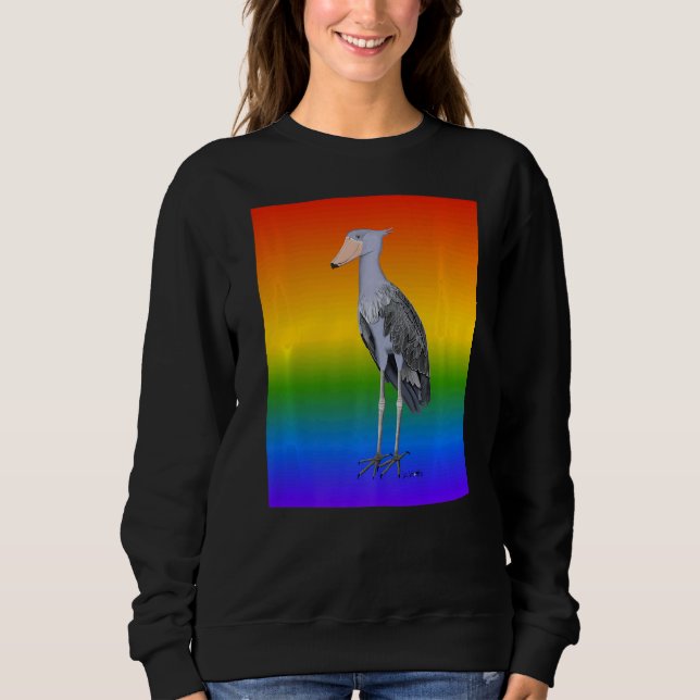 Shoebill Rainbow Blue Jay Cardinal Birdwatcher Div Sweatshirt (Front)