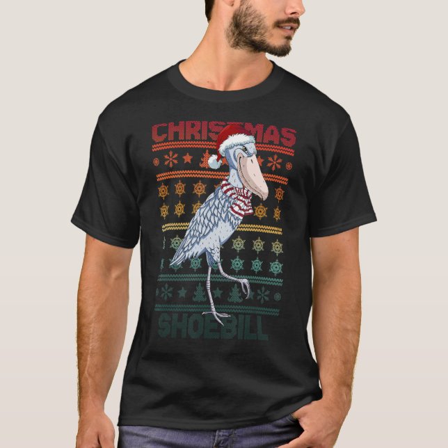 Shoebill Santa Hat Ugly Sweater Christmas Bird Lov (Front)