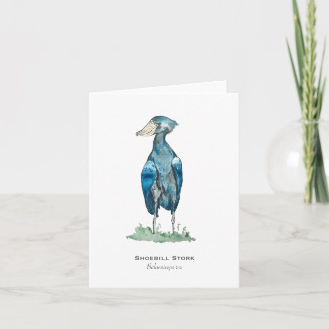 Shoebill Stork Folded Note Card (Front)
