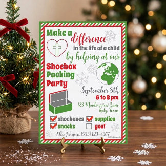 Shoebox Packing Party Invite
