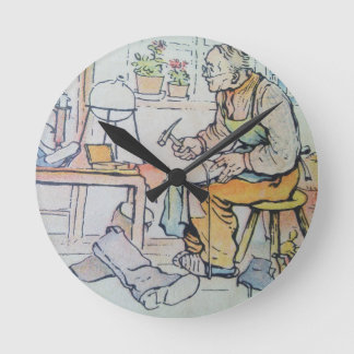 Shoemaker shoe repair business antique watercolor round clock