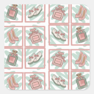 Shoes and Fun Squares Shoe Lovers Pastel Colors Square Sticker