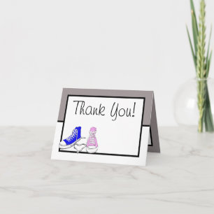 Shoes Blue/Pink Folded Thank You Card