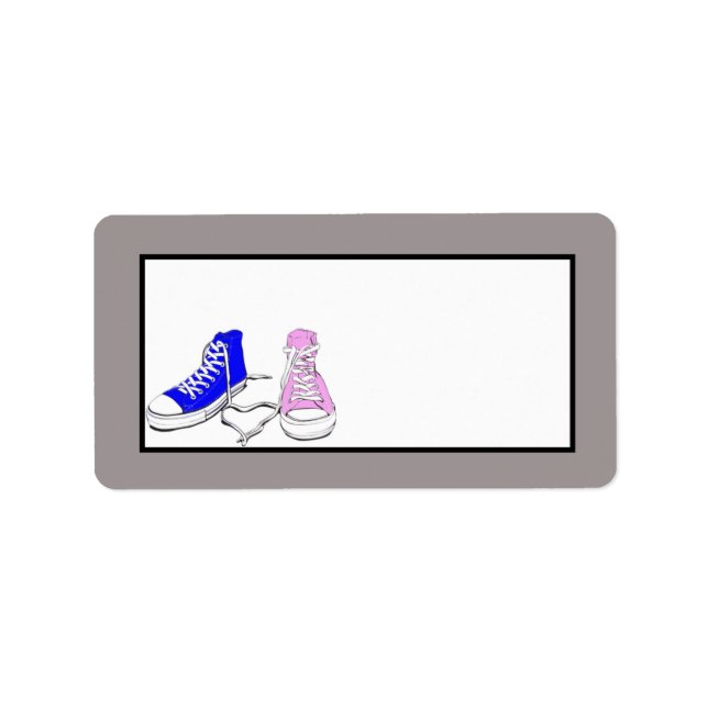 Shoes Blue/Pink Wedding Mailing Address Label (Front)