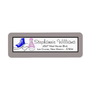 Shoes Blue/Pink Wedding Return Address Label