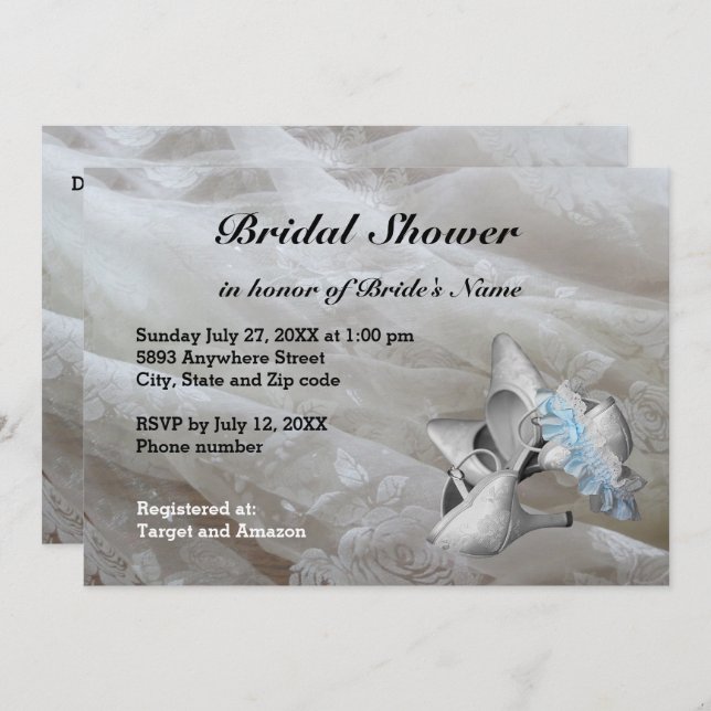 Shoes, Garter Belt and Lace Bridal Shower Invite (Front/Back)