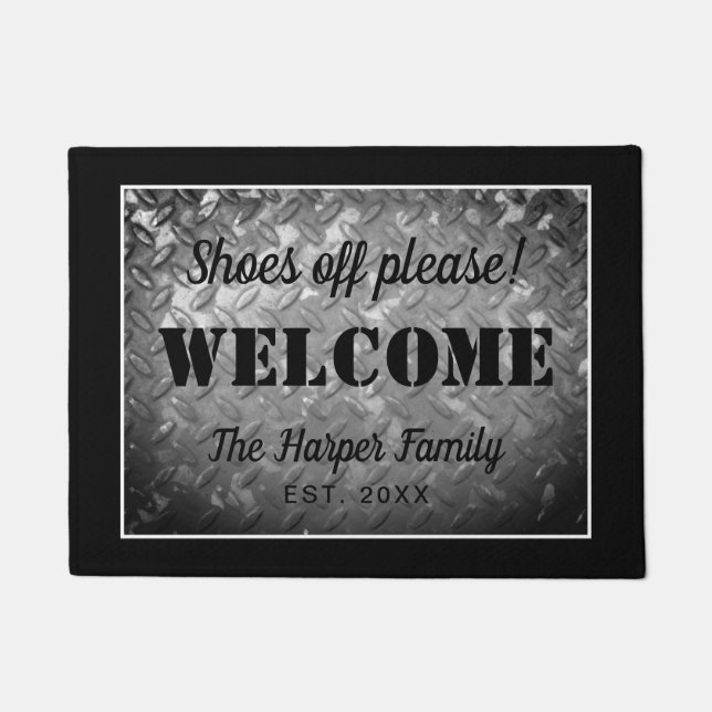 Shoes of please steel plate sign family welcome doormat (Front)