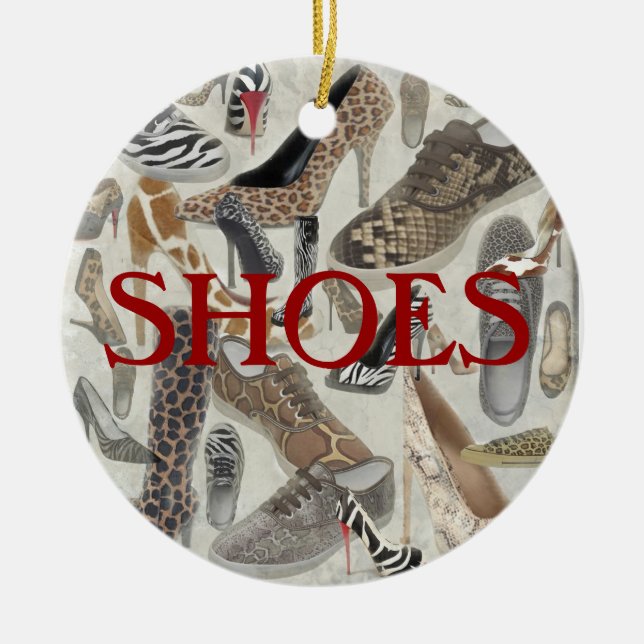Shoes Ornament, Copyright Karen J Williams Ceramic Tree Decoration (Front)