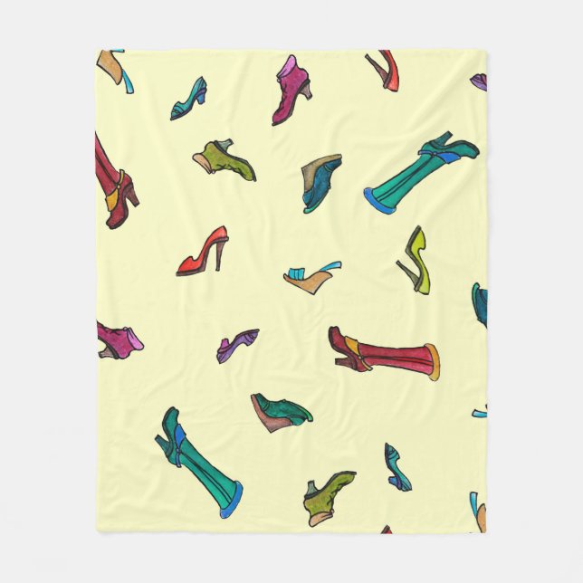 Shoes watercolor seamless pattern fleece blanket (Front)
