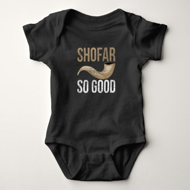 Shofar Ancient Musical Horn Jewish Quote Baby Bodysuit (Front)