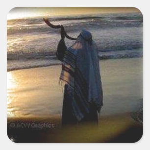 Shofar Scroll Square Sticker