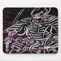 Shogun Samurai - White Calligraphy Line Mousepad