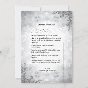 Shok Sandesh Hindu Shraddh  Invitation