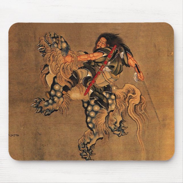 Shoki Riding A Shishi Lion Mouse Pad (Front)