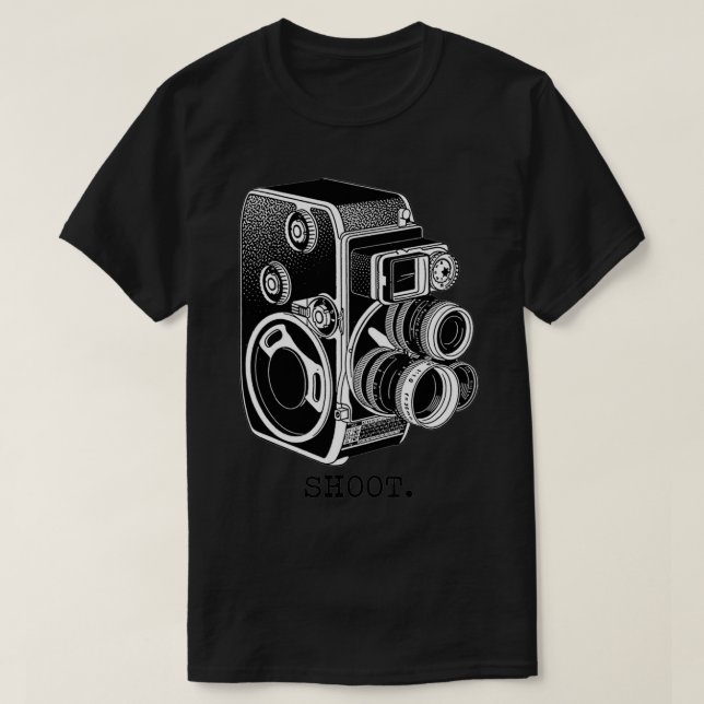 Shoot Bolex Black T-Shirt (Design Front)