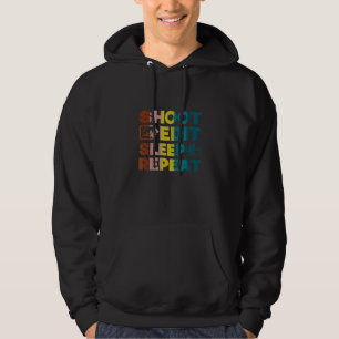 Shoot Edit Sleep Repeat  Retro Vintage Photographe Hoodie