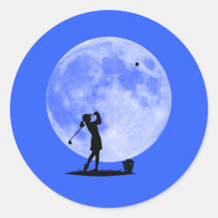 Shoot For The Moon Women's Goals Women Golfer Classic Round Sticker