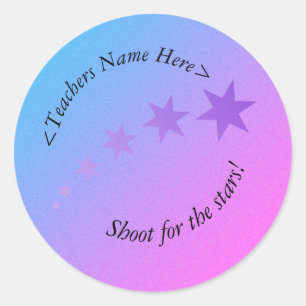 Shoot for the stars pink purple and blue! classic round sticker
