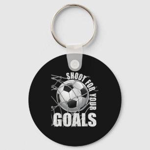 Shoot For Your Goals Kids Soccer Themed Motivation Key Ring