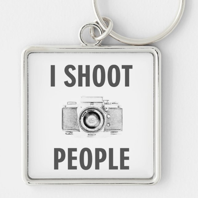 shoot people funny text photo camera photographer key ring (Front)