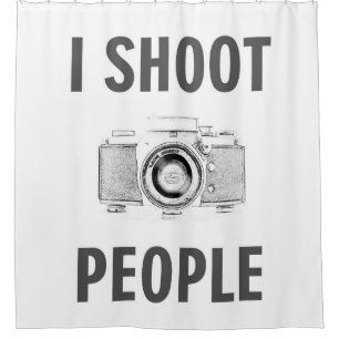 shoot people funny text photo camera photographer shower curtain