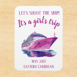 Shoot the Ship Cruise Group Girl's Pink Magnet<br><div class="desc">This design was created though digital art. It may be personalised in the area provide or customising by choosing the click to customise further option and changing the name, initials or words. You may also change the text colour and style or delete the text for an image only design. Contact...</div>