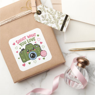 Shoot What You Love Cute Camera Design Square Sticker