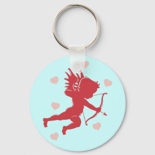 Shooting Cupid with Hearts Keychain