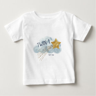 Shooting Star Born First Funny Twin Baby Shower T-Shirt