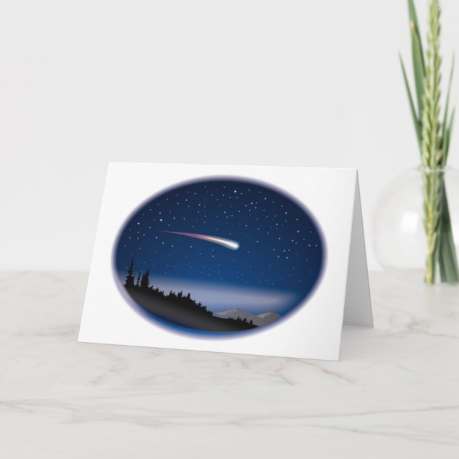Shooting Star Over Night Landscape Card (Front)