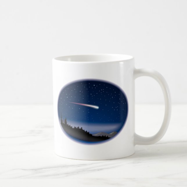 Shooting Star Over Night Landscape Coffee Mug (Right)