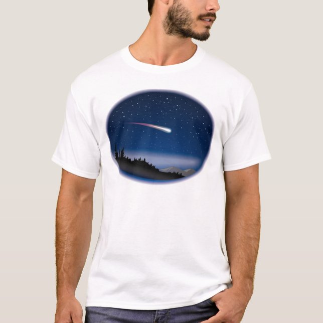 Shooting Star Over Night Landscape T-Shirt (Front)