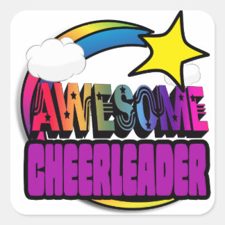 Shooting Star Rainbow Awesome Cheerleader Square Sticker