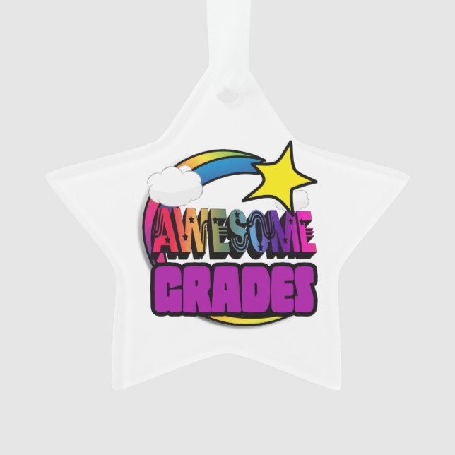 Shooting Star Rainbow Awesome Grades Ornament (Front)