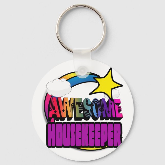 Shooting Star Rainbow Awesome Housekeeper Key Ring (Front)