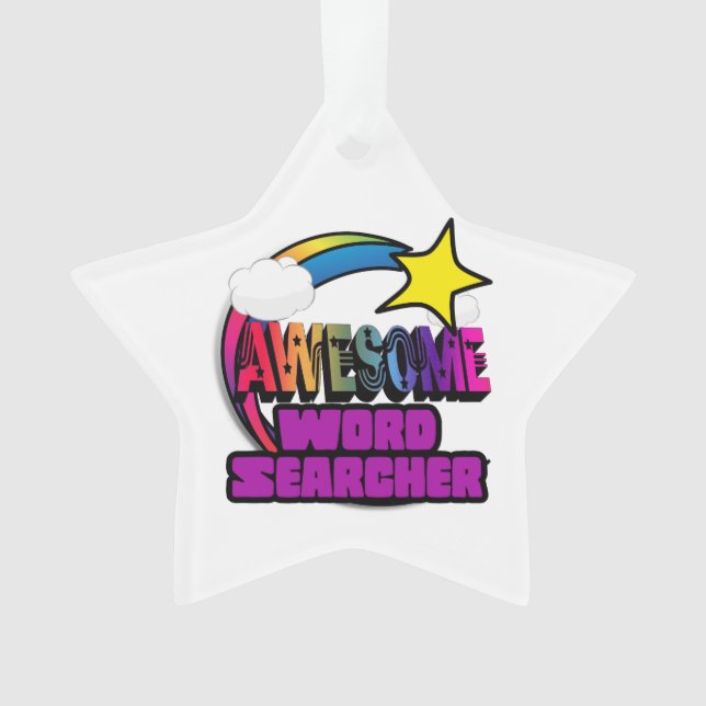 Shooting Star Rainbow Awesome Word Searcher Ornament (Front)