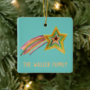 Shooting Star Watercolor CUSTOMIZE IT Family Ceramic Ornament