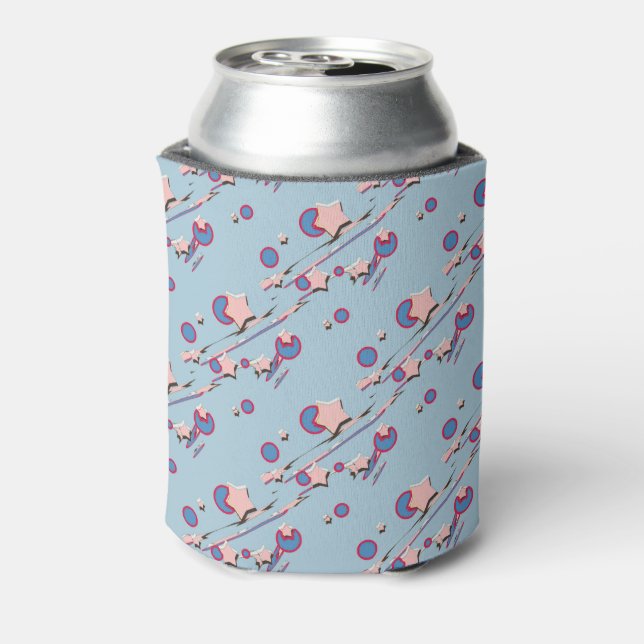Shooting Stars & Comets Pastel Blue Beer Sleeve Can Cooler (Can Back)
