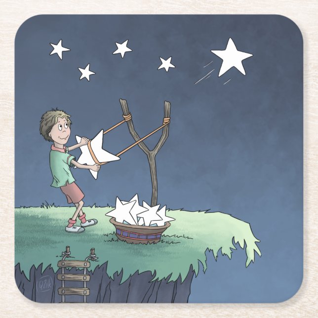 Shooting Stars - Creating Wishes Square Paper Coas Coaster (Front)